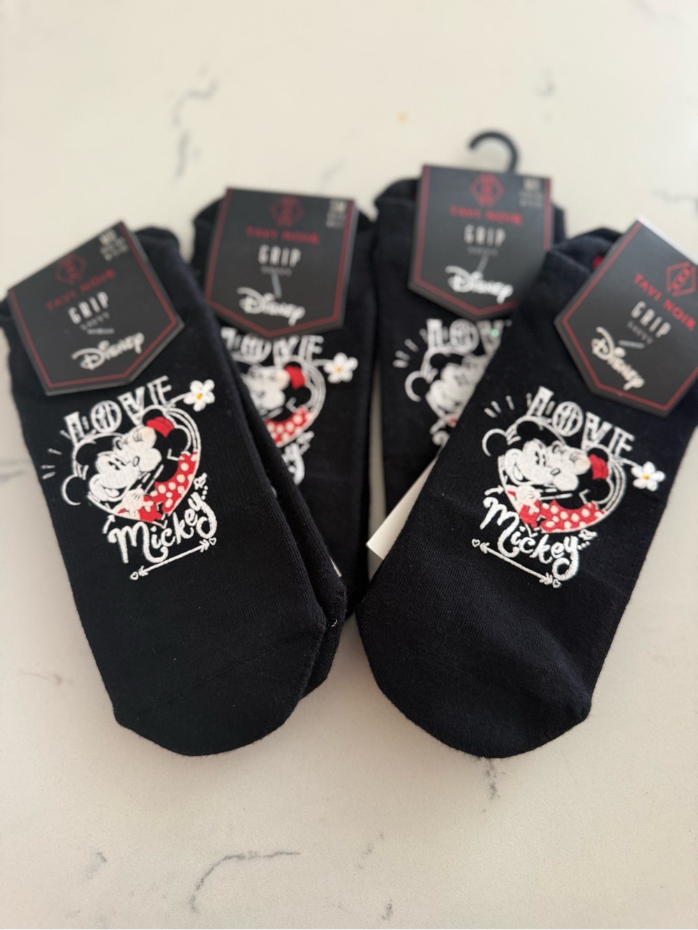 Disney Minnie Mouse Black Low-Cut Casual Socks with Red Accent